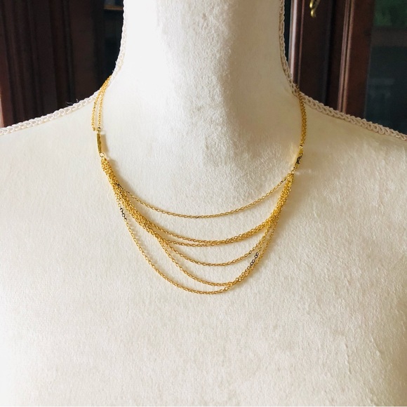 Vintage 70s gold plated multi strand chain diamond cut accent necklace NWT - Picture 1 of 9
